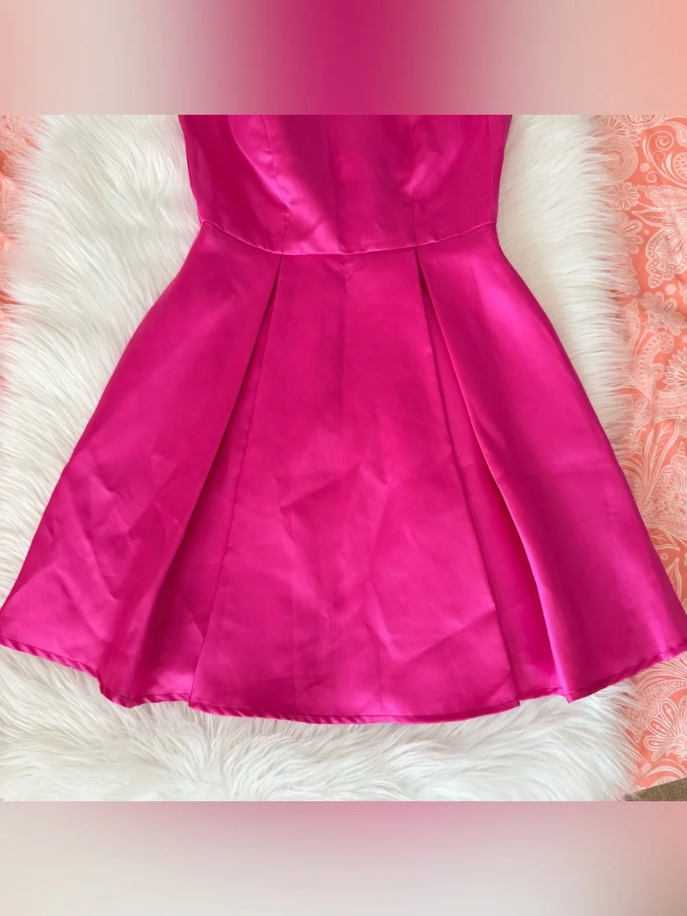 B Darlin Fit and Flare Hot Pink Mini Dress 5/6 - Picture 4 of 8